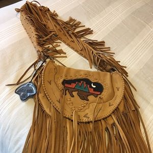 Unique buffalo leather boho bag